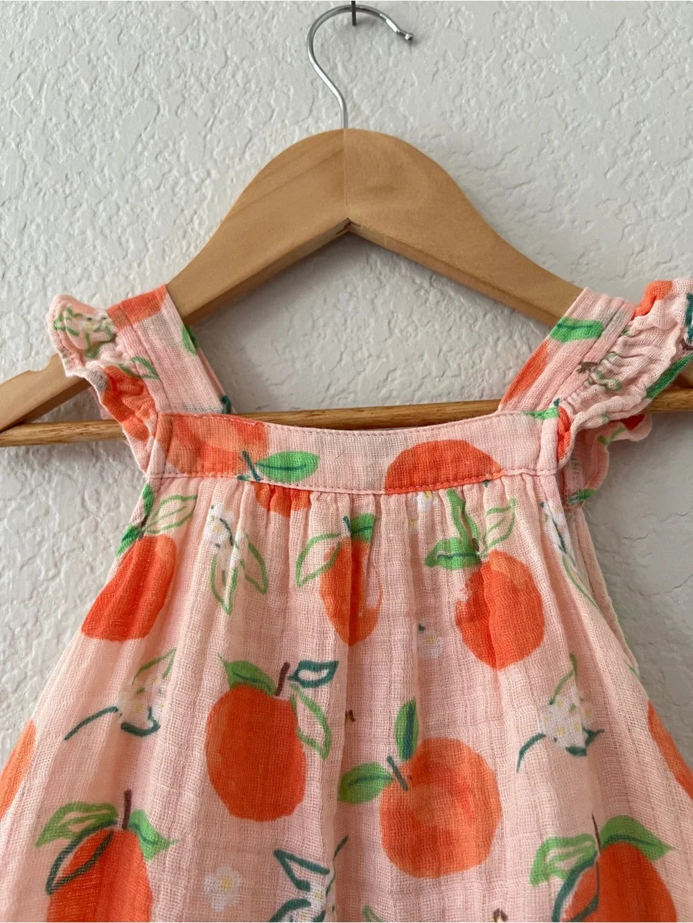 Angel Dear Girls 12-18M Pink Pretty Peaches Muslin Sundress Ruffle Cotton